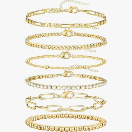 adoyi 14K Gold Plated 6.5 inch Adjustable / Stackable Bracelet Set