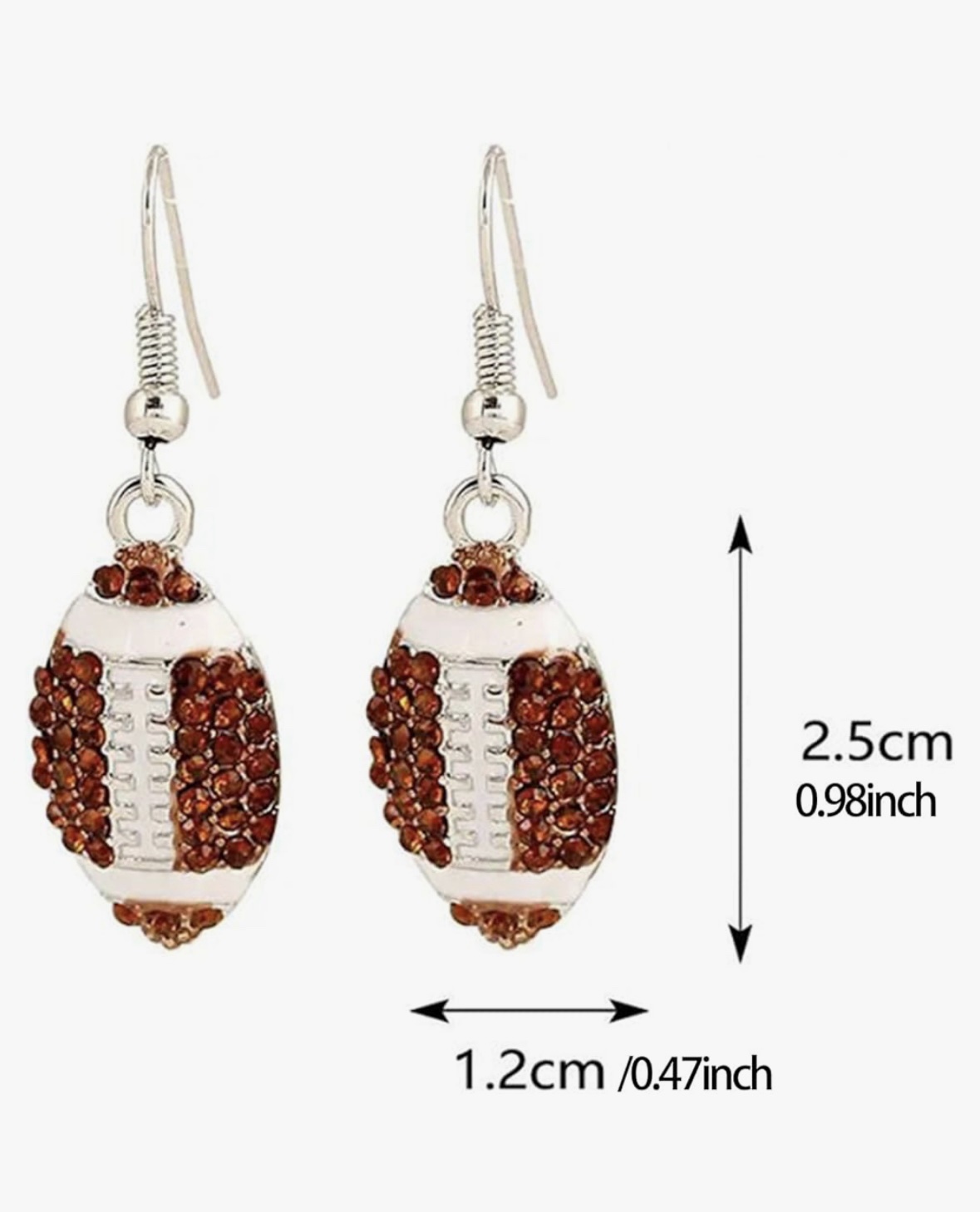 Rhinestone Football Shiny Crystal Drop Earrings for Women - Image 2